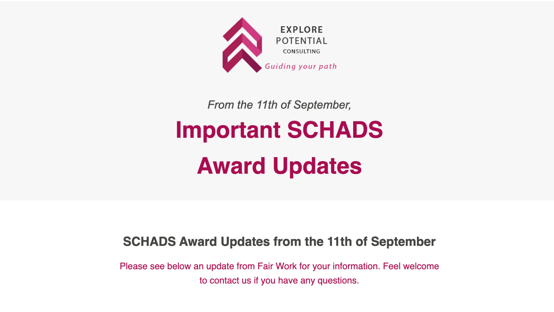 Important SCHADS Award Updates - Explore Potential Consulting